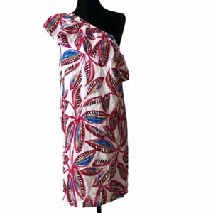 J.CREW linen blend summer dress with ruffle. Single shoulder off shoulder.Floral